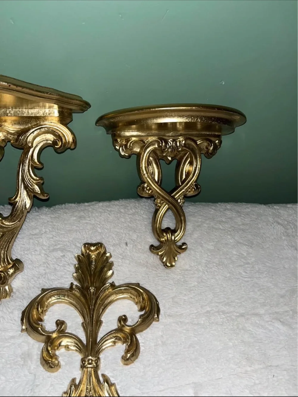Vintage Gold Ornate Wall Sconces and Shelves - Decorative Home Wall Decor